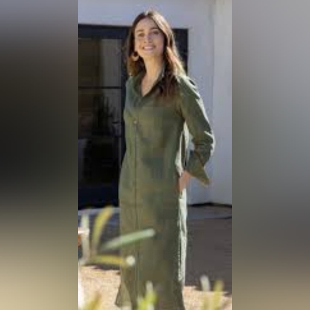PURA CASHMERE  Elegant Green Maxi  Dress